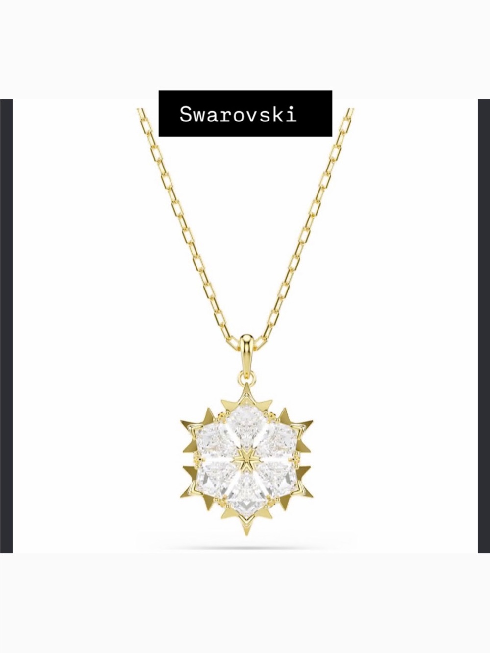 Swarovski Gold-Tone Necklace with Clear Crystal Starburst Pendant NWT